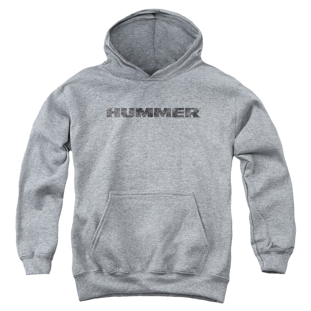 Hummer Distressed Hummer Logo Youth Hooded Sweatshirt Athletic Heather