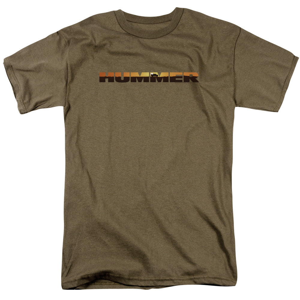 Hummer Sunset Logo Adult Regular Fit Short Sleeve - Safari Green