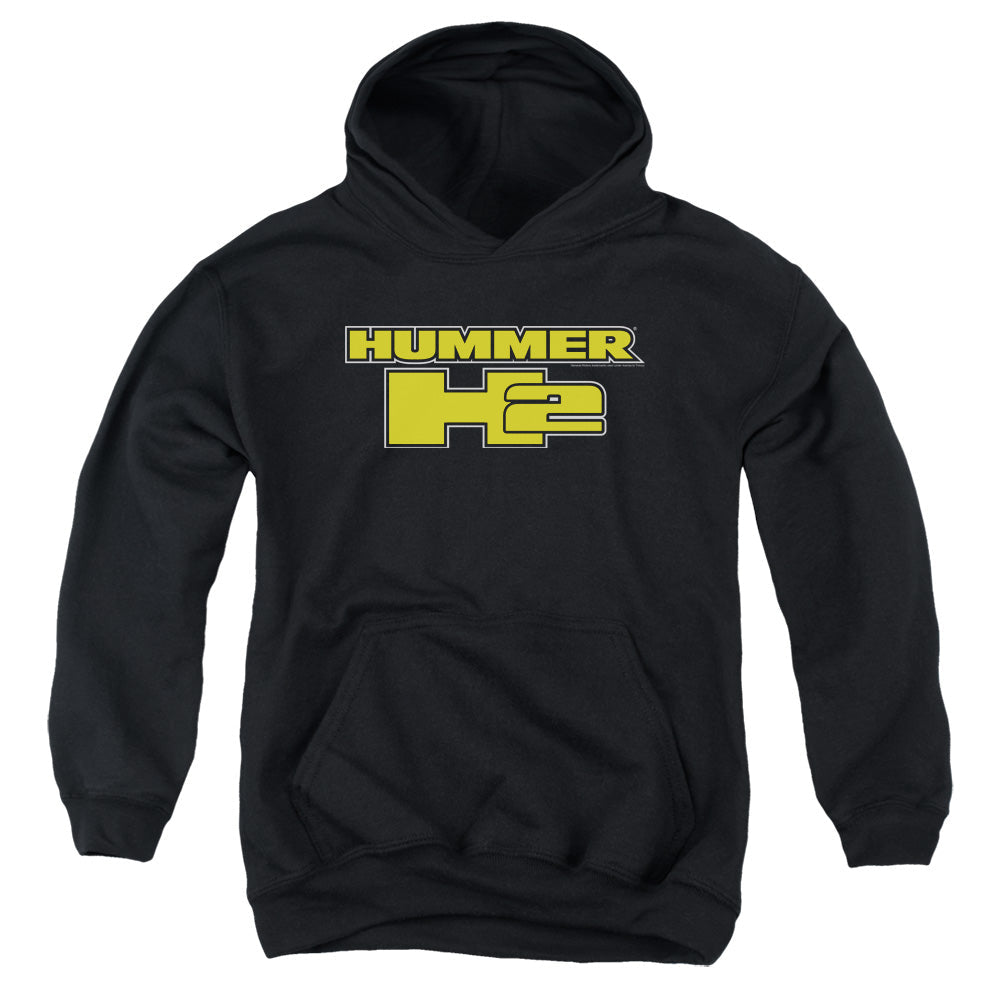 Hummer H2 Block Logo-Youth Hooded Sweatshirt-Black