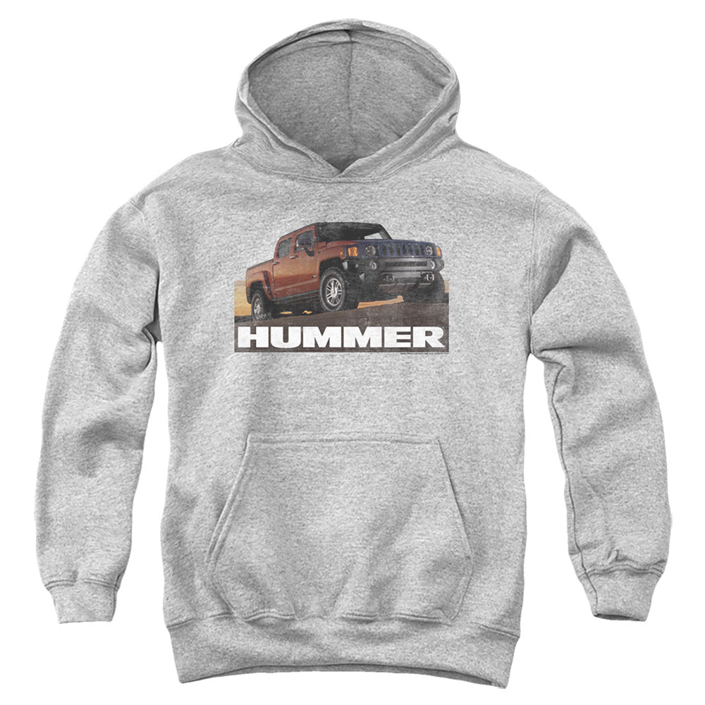 Hummer H3 Ad-Youth Hooded Sweatshirt-Athletic Heather