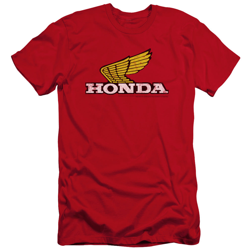 Honda Yellow Wing Logo-Premium Canvas Adult Slim Fit 30/1-Red