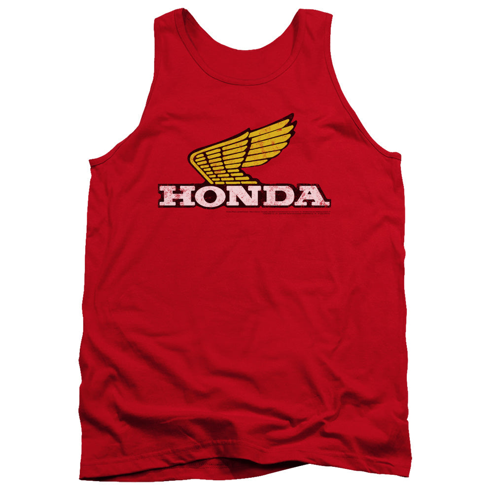 Honda Yellow Wing Logo-Adult Tank Top-Red