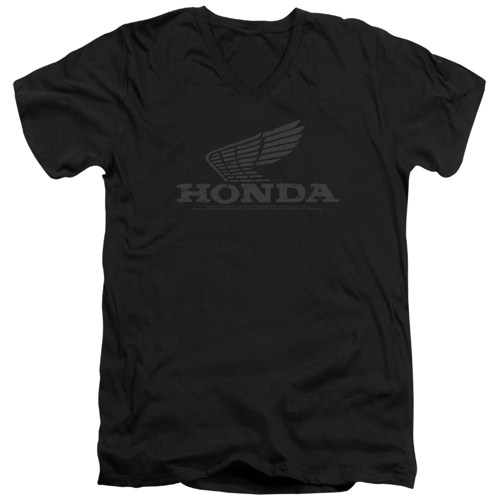 Honda Vintage Wing-Adult Slim Fit V Neck Cotton-Black