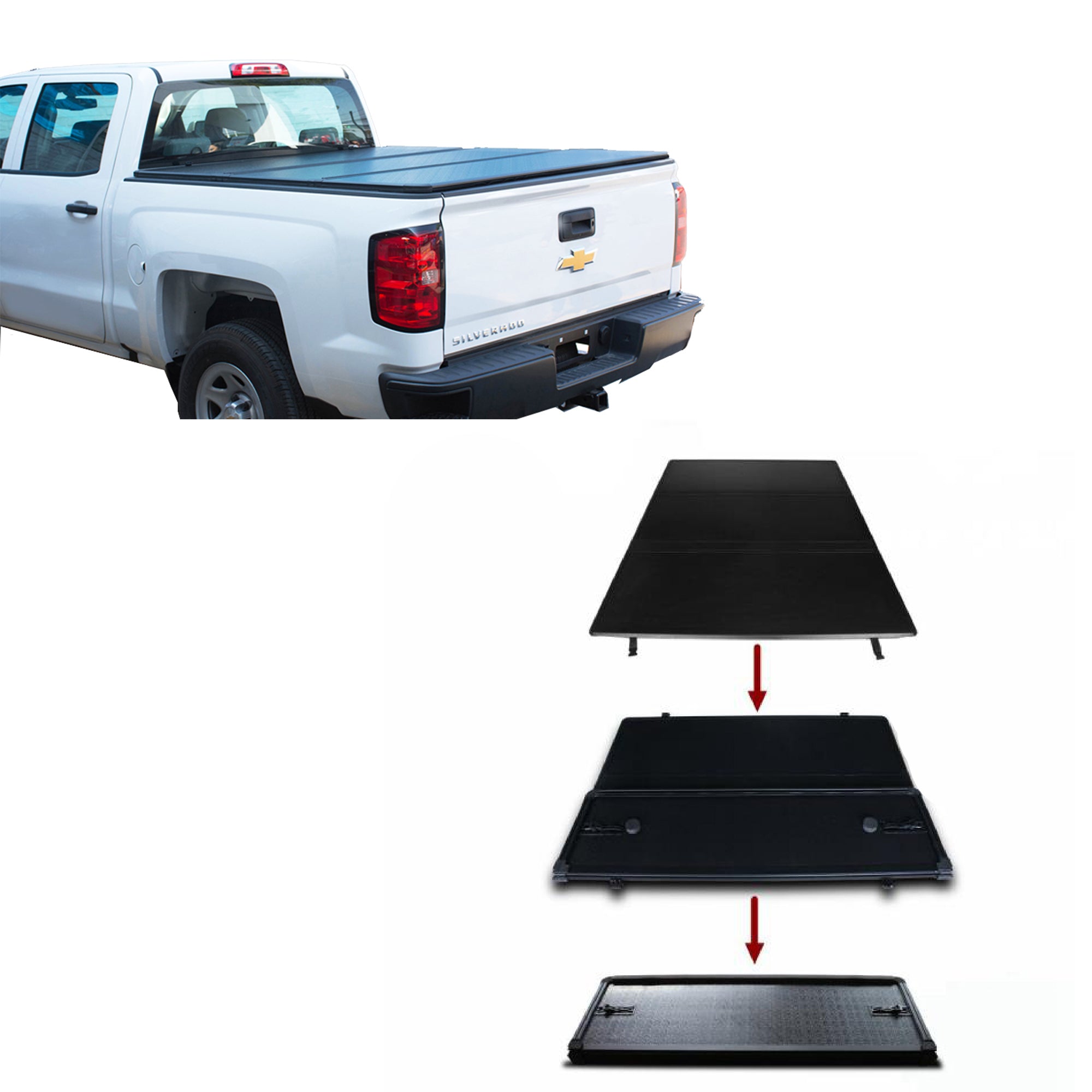 2019-2026 Sierra 1500 Hard Tonneau Cover High Profile Trifold | Black Horse Off Road - Image 1