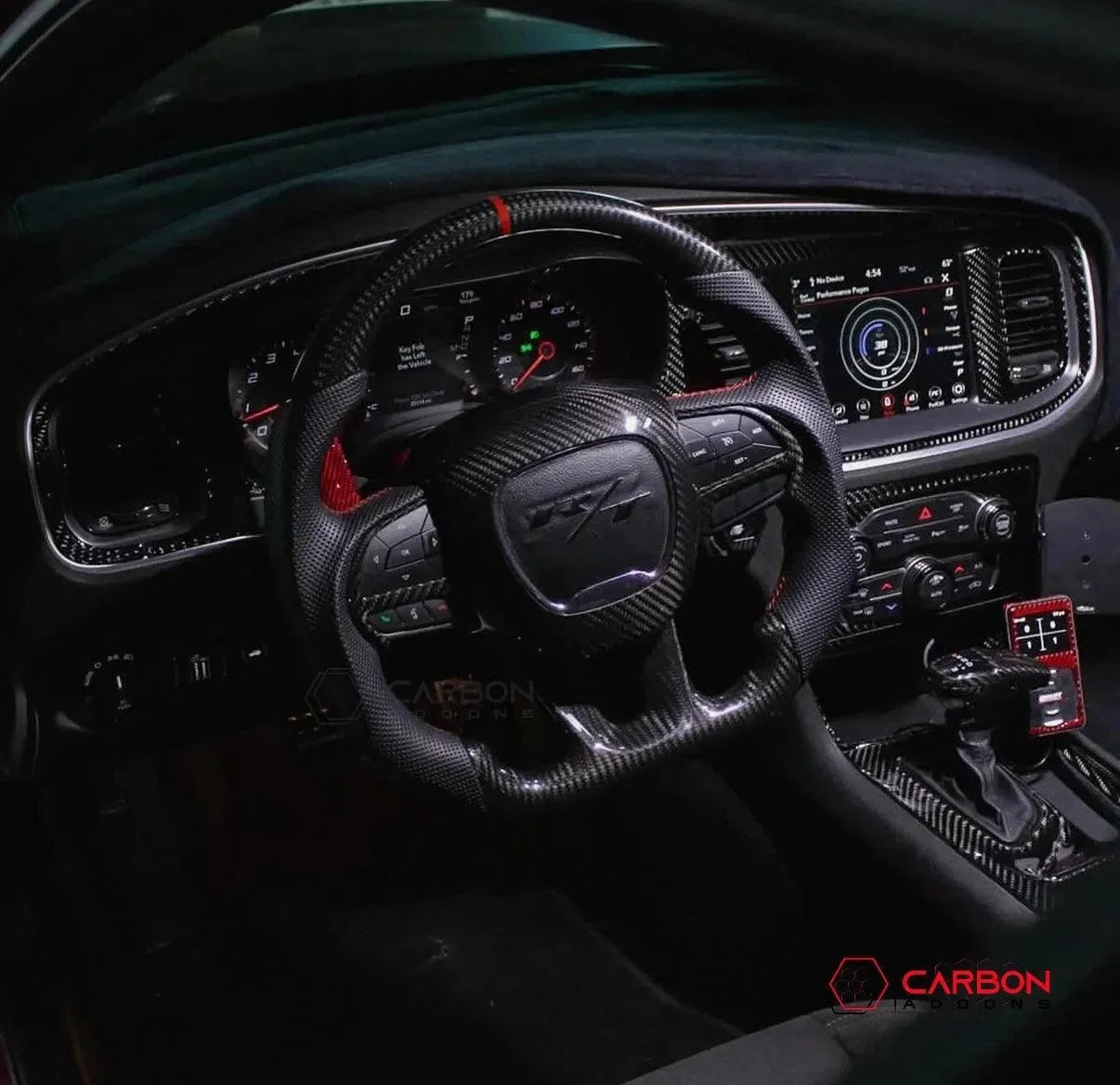 Real Carbon Fiber Steering Airbag Cover | For 2015+ Dodge Charger Challenger Durango