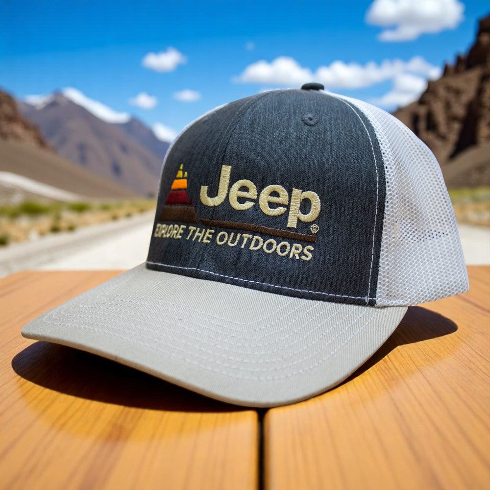 Hat - Jeep Explore The Outdoors - Heather Navy/Khaki/White