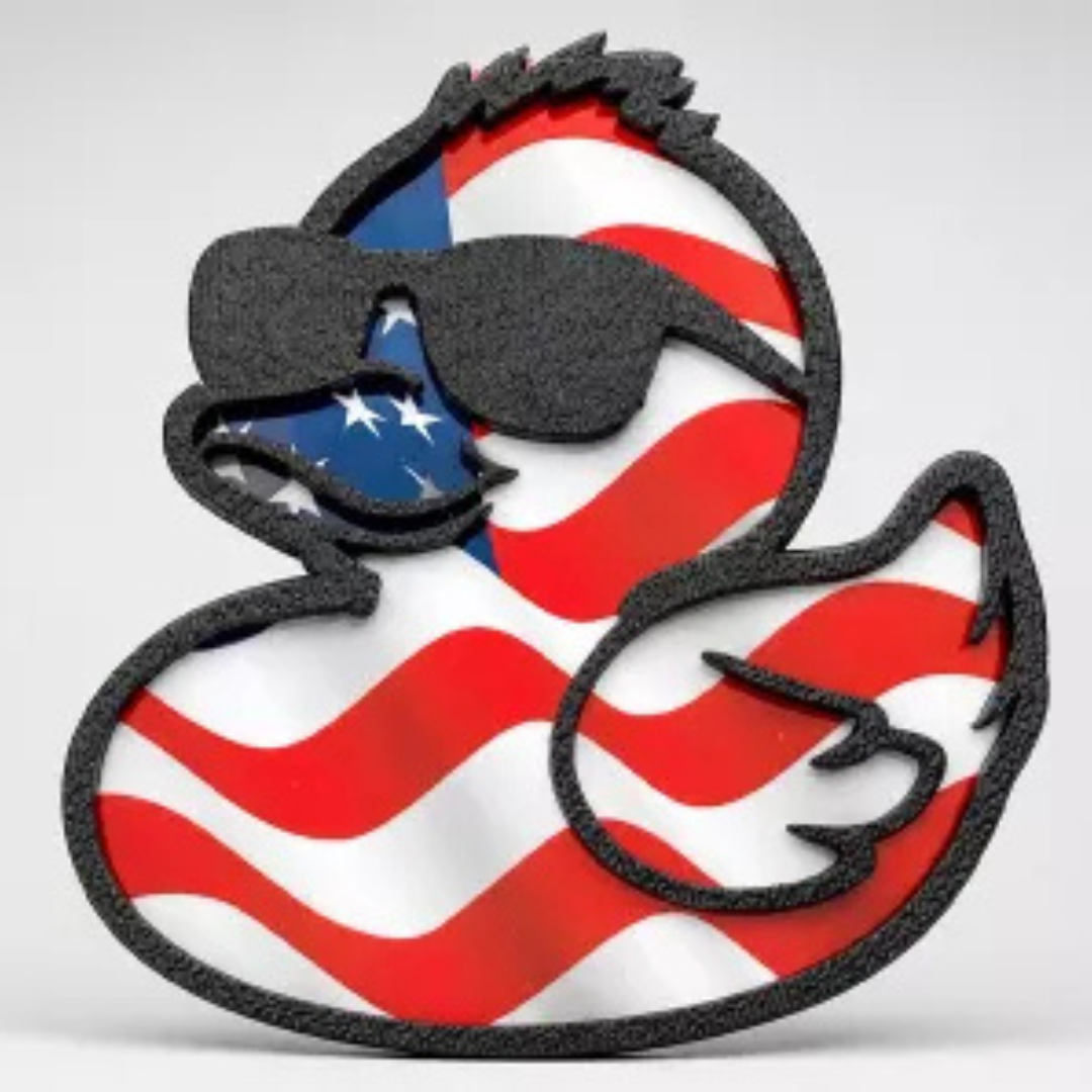 Jeep Cool Duck Emblem with American Flag Background - ABS Plastic - American Car Craft