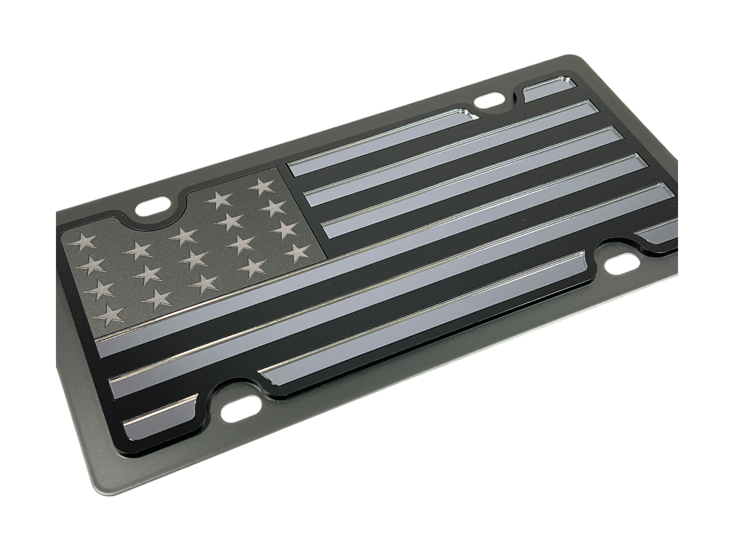 United States Flag Blacked Out Carbon Steel License Plate