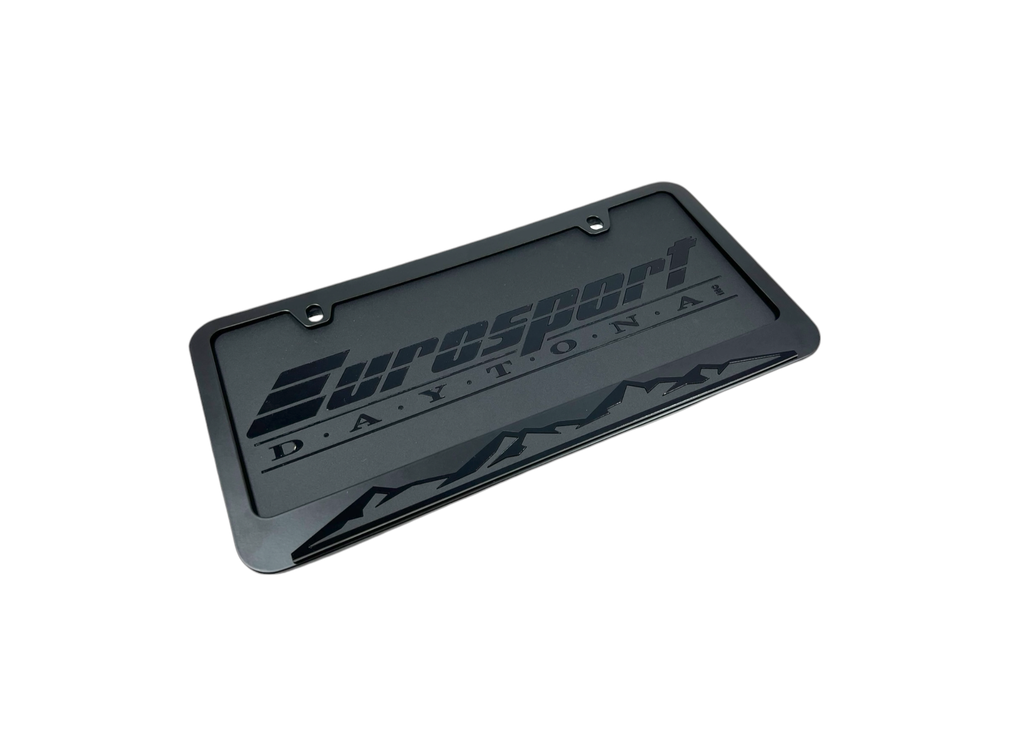 Blacked Out Mountain Range Black License Plate Frame