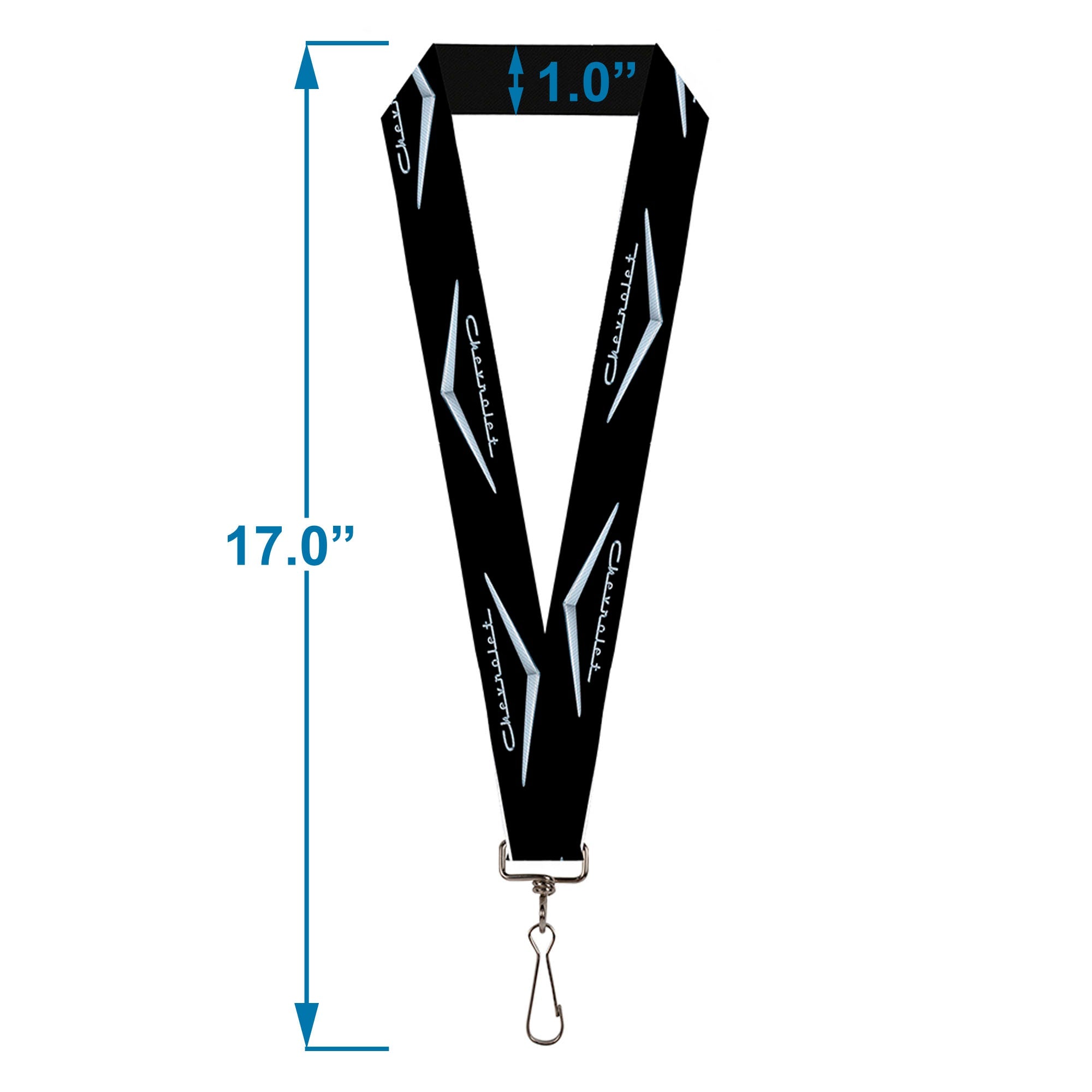 Lanyard - 1.0" - 1955-57 CHEVROLET V Emblem Black Silver