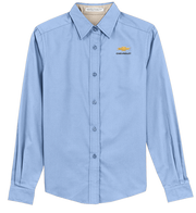 ladies-chevrolet-gold-bowtie-easy-care-long-sleeve-shirt