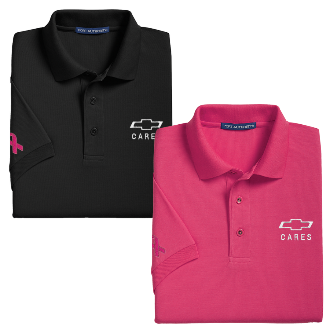 Ladies Chevy Cares breast cancer awareness polo