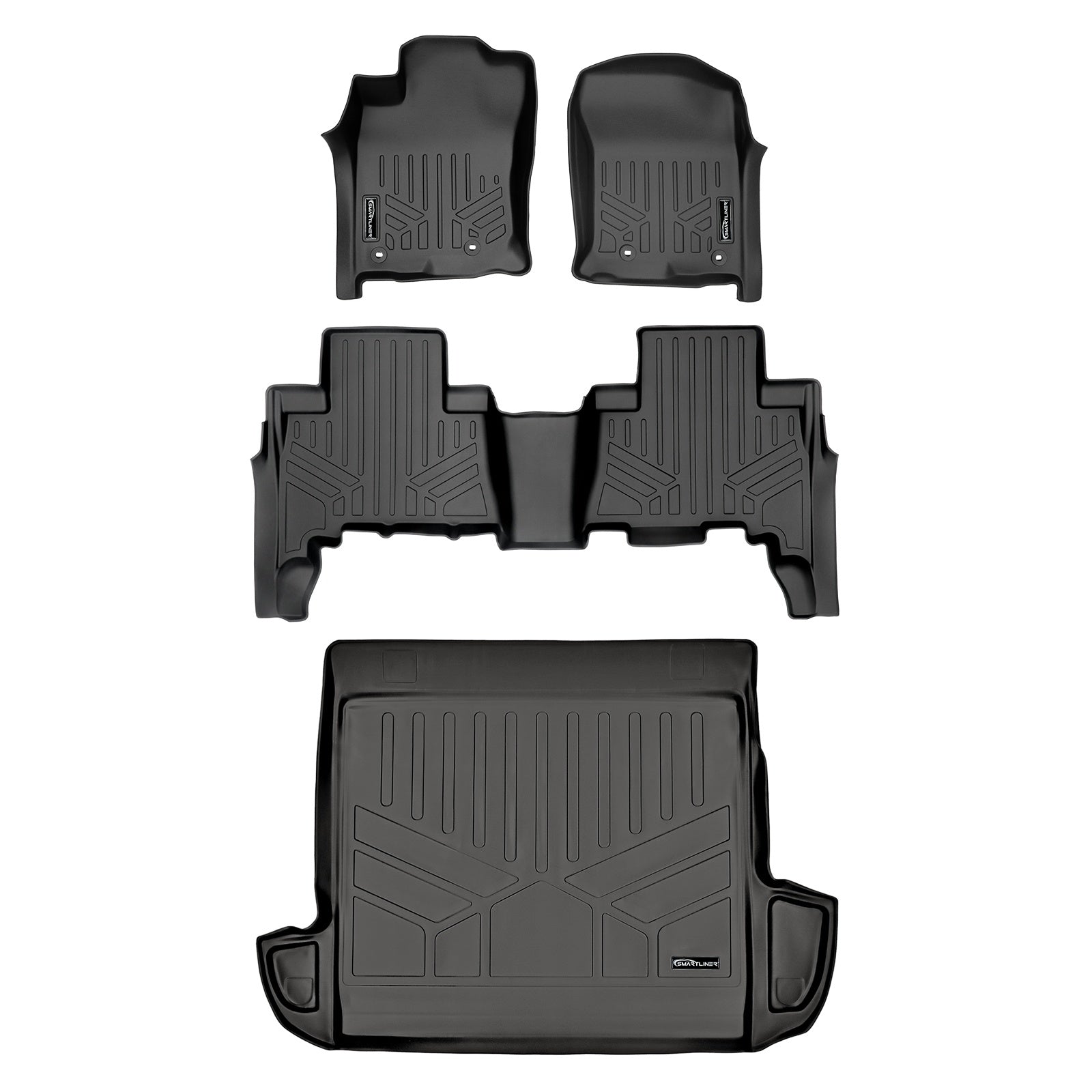 SMARTLINER 2013 - 2024 Toyota 4Runner 5 Passenger Custom Fit Floor Liners - 1st, 2nd & 3rd Rows - 3rd Seat Down