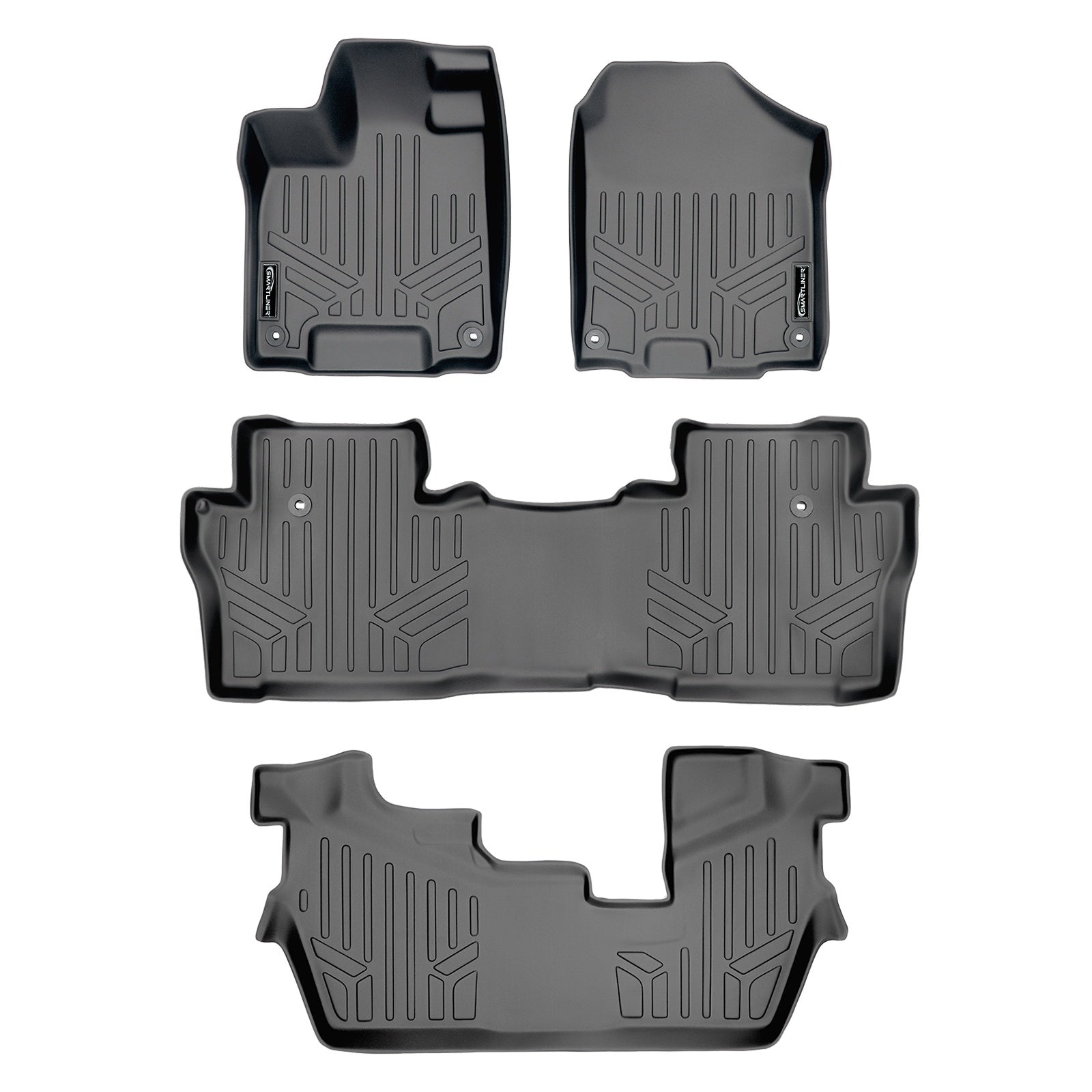 SMARTLINER 2016 - 2022 Honda Pilot 8 Passenger Custom Fit Floor Liners - 1st, 2nd & 3rd Rows