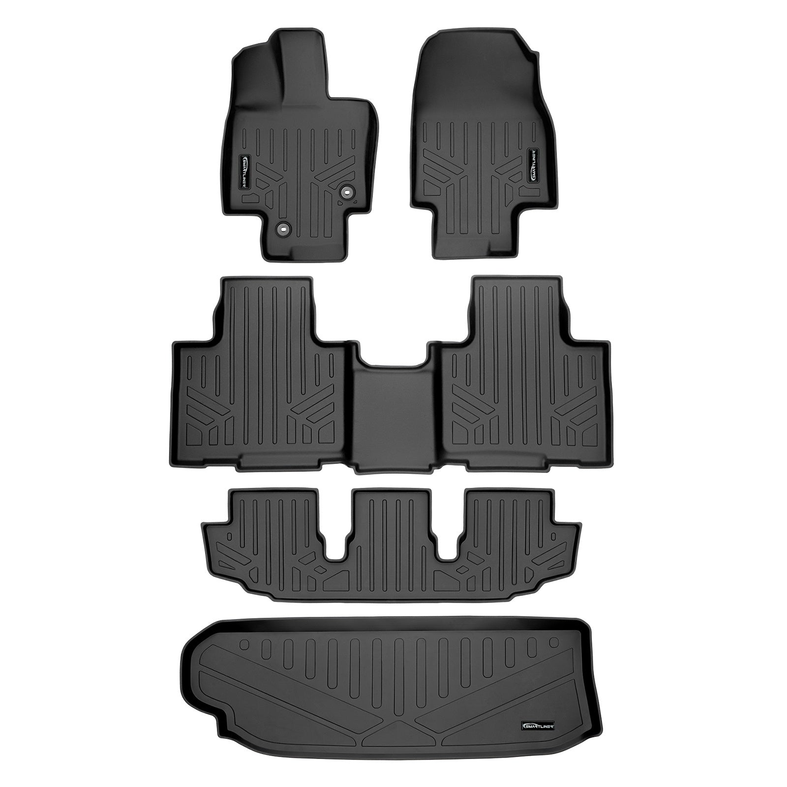 SMARTLINER 2020 - 2025 Toyota Highlander All Configurations Custom Fit Floor Liners - 1st, 2nd, 3rd & 4th Rows - 3rd Seat Up - No Sub