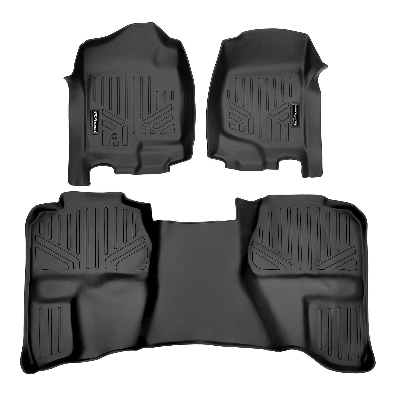 SMARTLINER 2007 - 2013 Chevrolet Silverado 3500 HD Double Cab Custom Fit Floor Liners - 1st & 2nd Rows - No Hump