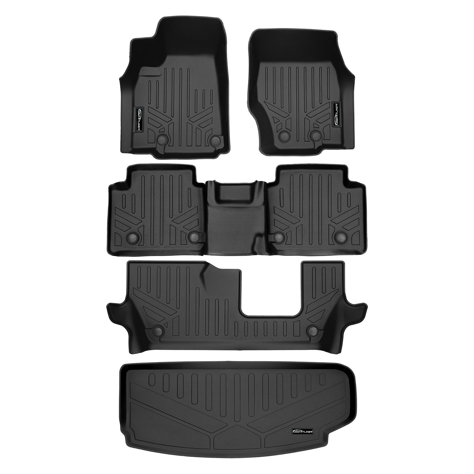 SMARTLINER 2021 - 2025 Jeep Grand Cherokee L 7 Passenger Custom Fit Floor Liners - 1st, 2nd, 3rd & 4th Rows