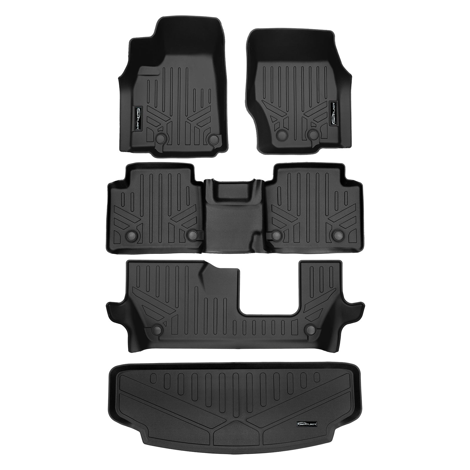 SMARTLINER 2021 - 2025 Jeep Grand Cherokee L 7 Passenger Custom Fit Floor Liners - 1st, 2nd, 3rd & 4th Rows