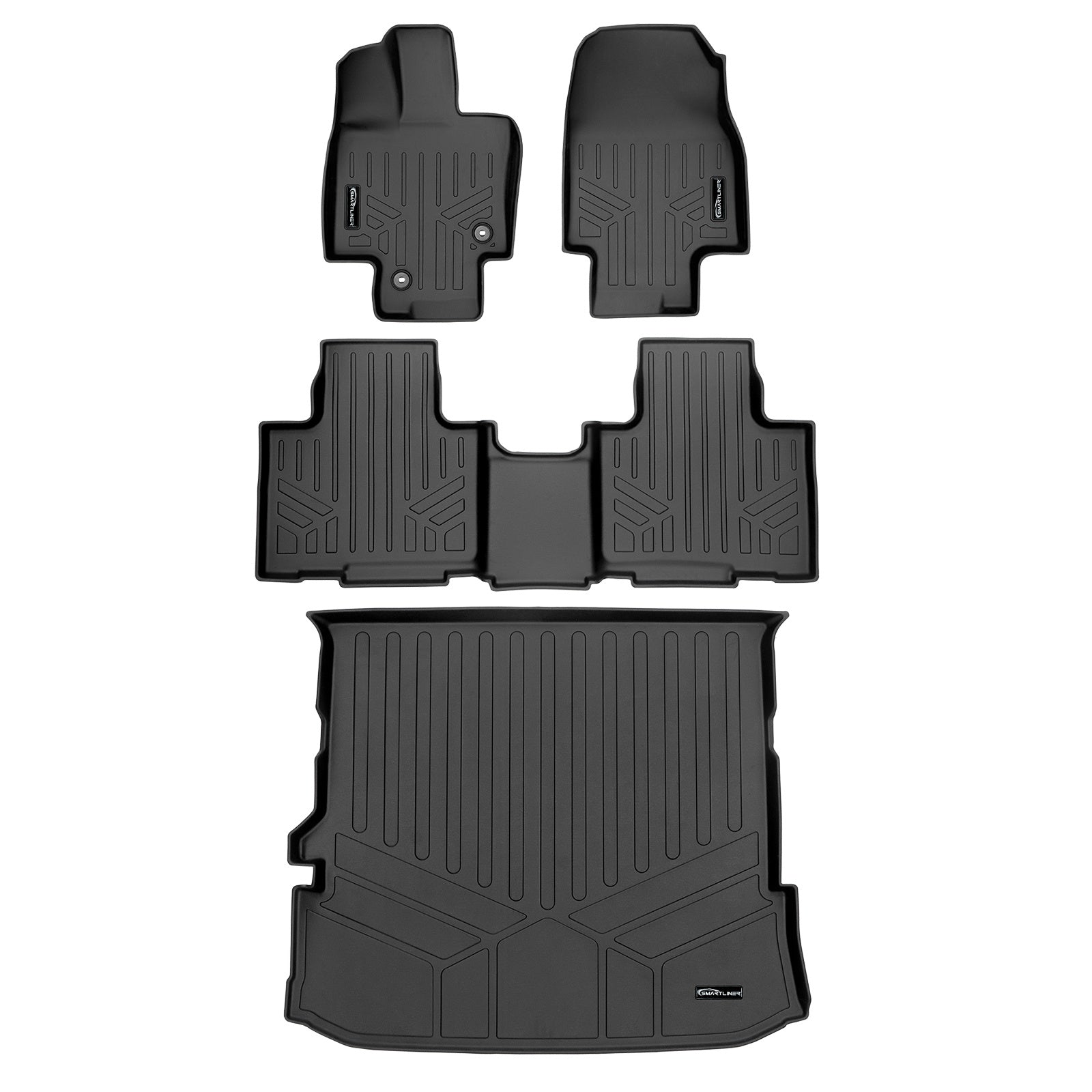 SMARTLINER 2020 - 2025 Toyota Highlander All Configurations Custom Fit Floor Liners - 1st, 2nd & 3rd Rows - 3rd Seat Down - W/ Sub