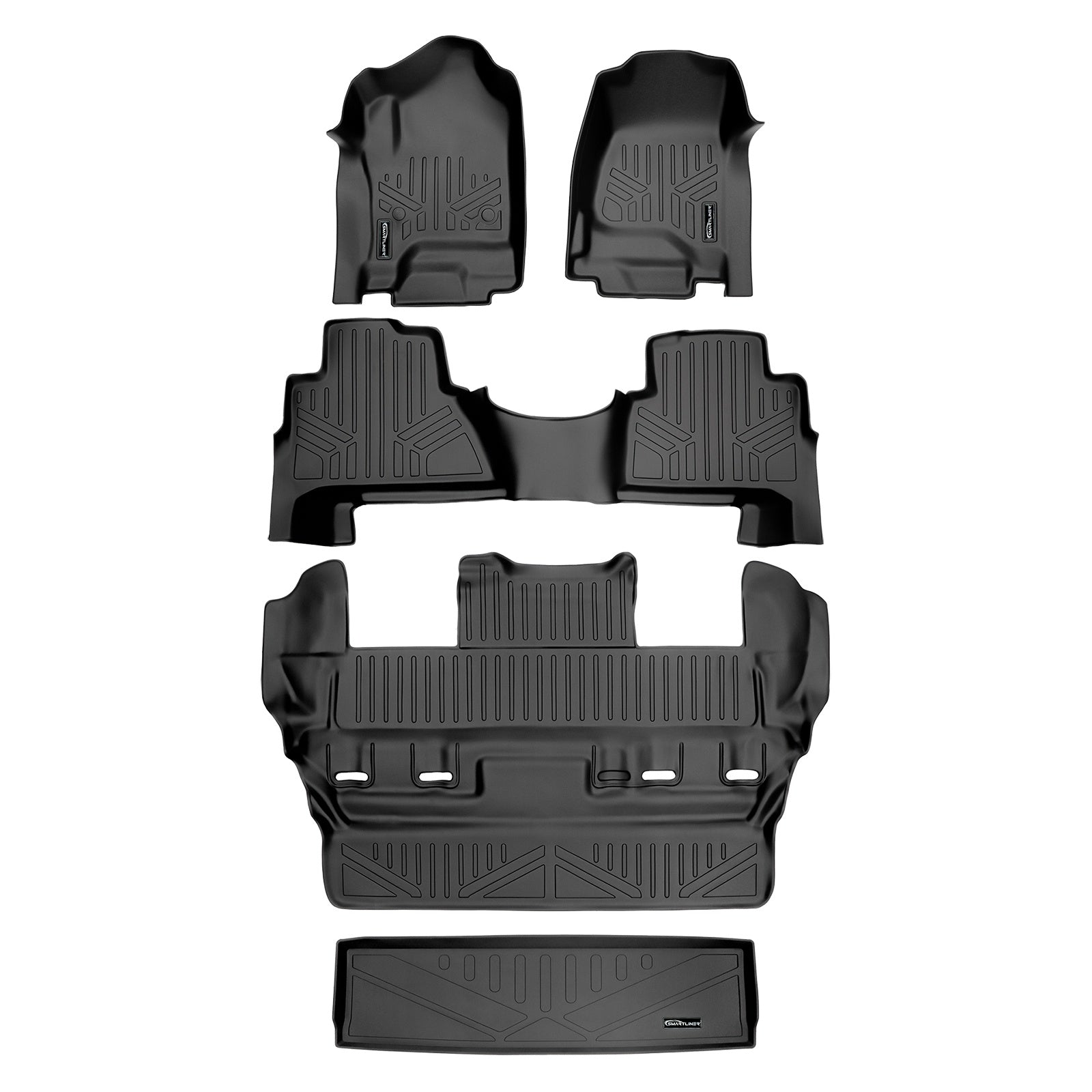 SMARTLINER 2015 - 2020 Cadillac Escalade 7 Passenger and 8 Passenger Custom Fit Floor Liners - 1st, 2nd, 3rd & 4th Rows - 3rd Seat Up