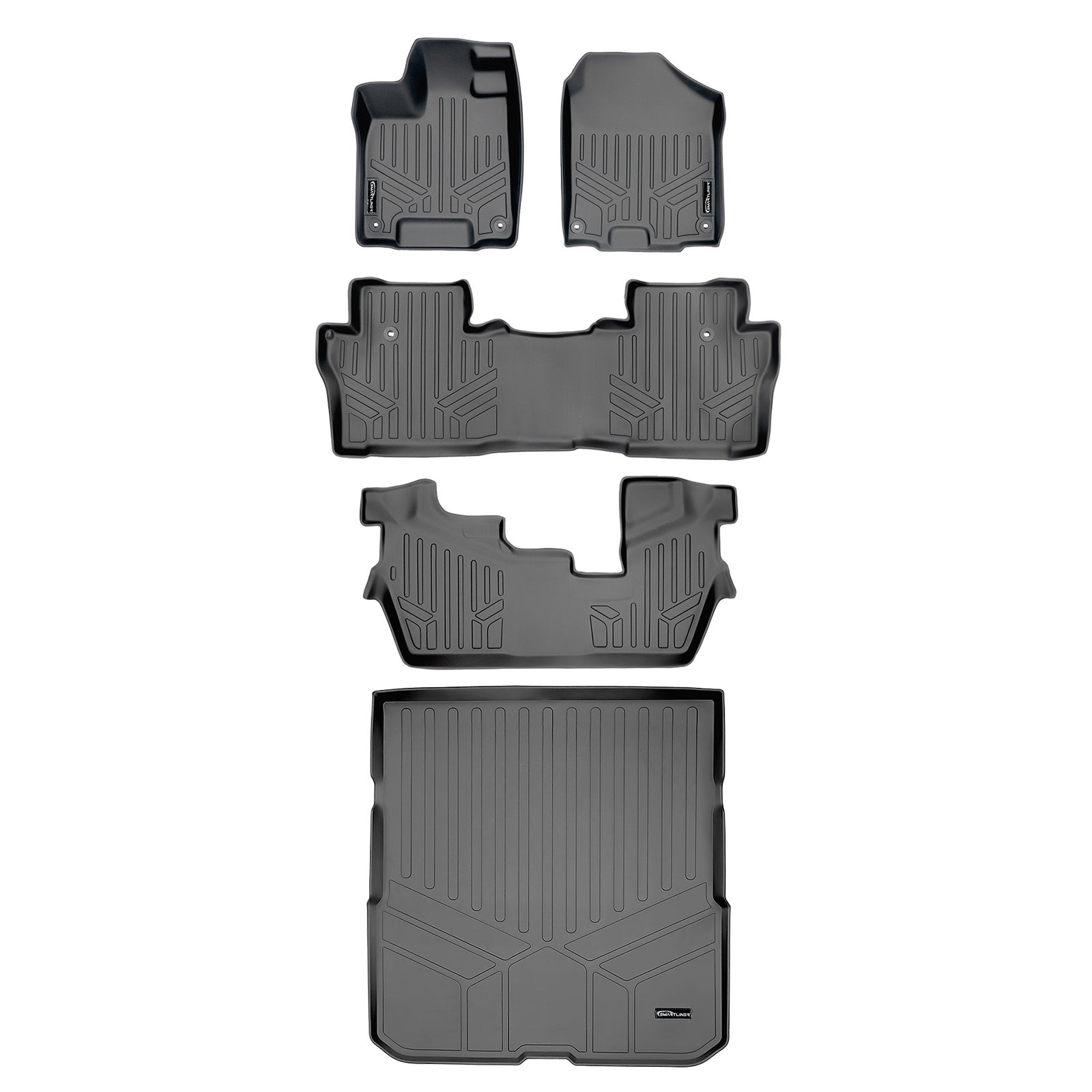 SMARTLINER 2016 - 2022 Honda Pilot 8 Passenger Custom Fit Floor Liners - 1st, 2nd, 3rd & 4th Rows