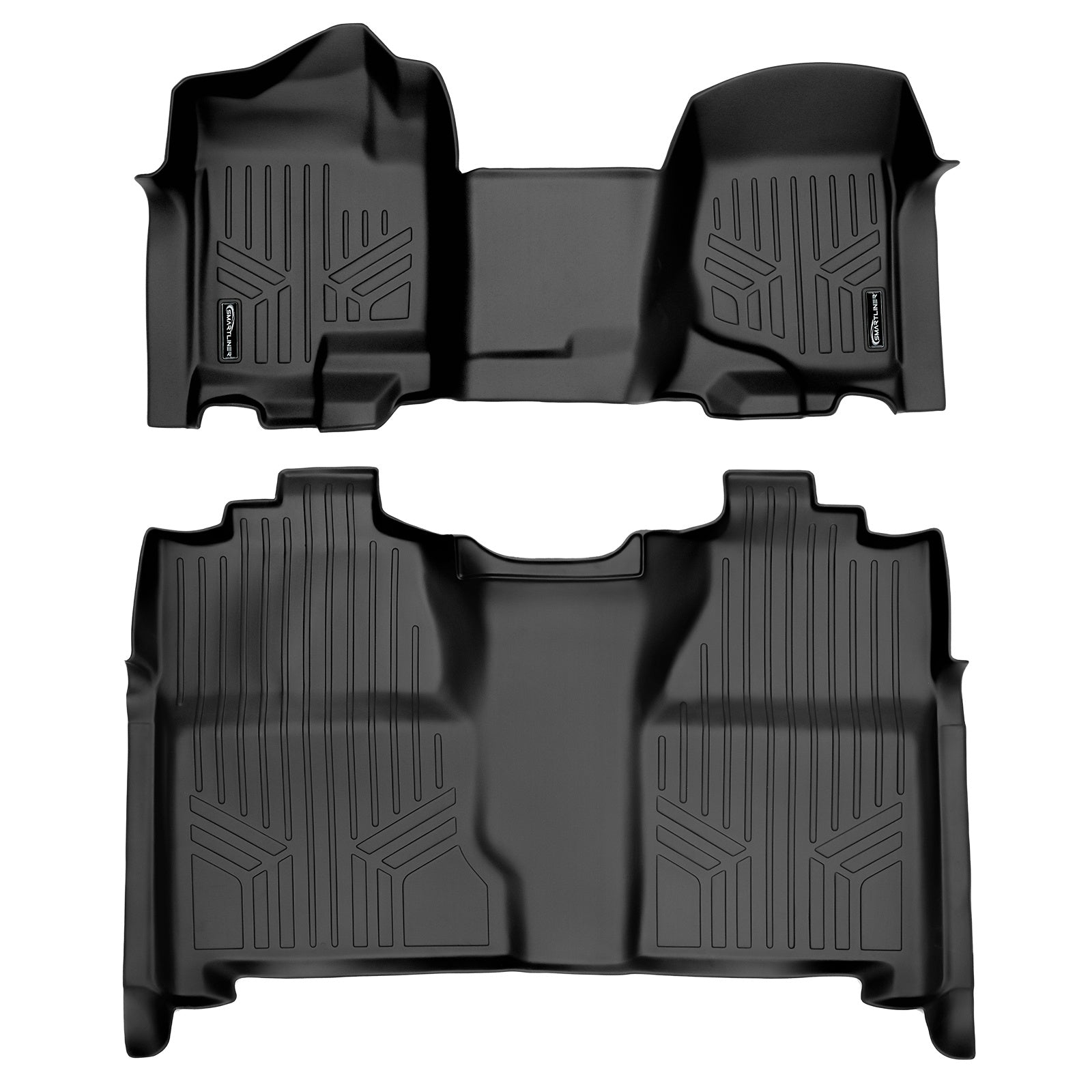 SMARTLINER 2007 - 2014 Chevrolet Silverado 3500 HD Crew Cab Custom Fit Floor Liners - 1st & 2nd Rows - Bench - Over Hump
