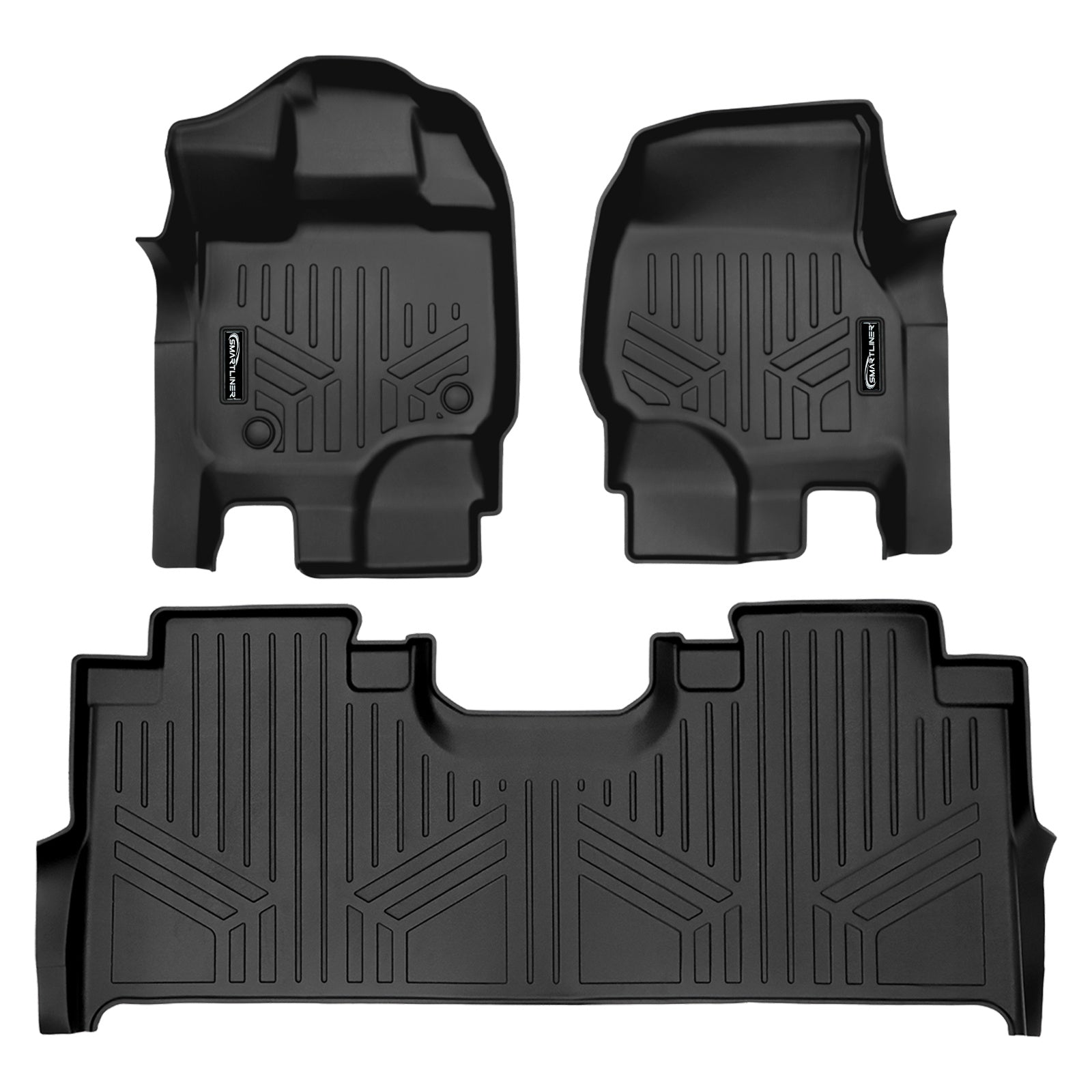 SMARTLINER 2015 - 2025 Ford F-150 Super Crew Custom Fit Floor Liners - 1st & 2nd Rows - No Hump - W/ Storage