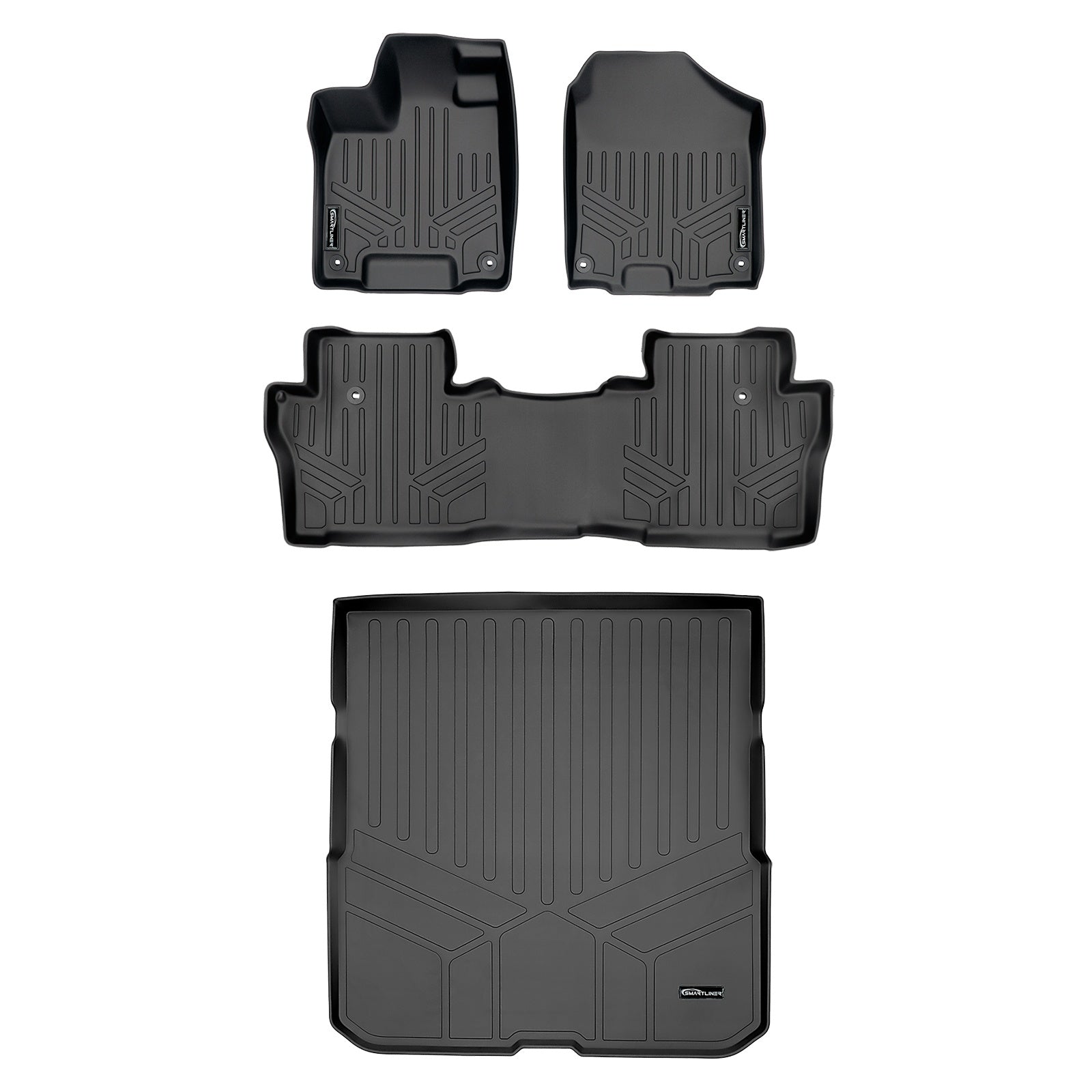 SMARTLINER 2016 - 2022 Honda Pilot 7 Passenger and 8 Passenger Custom Fit Floor Liners - 1st, 2nd & 3rd Rows
