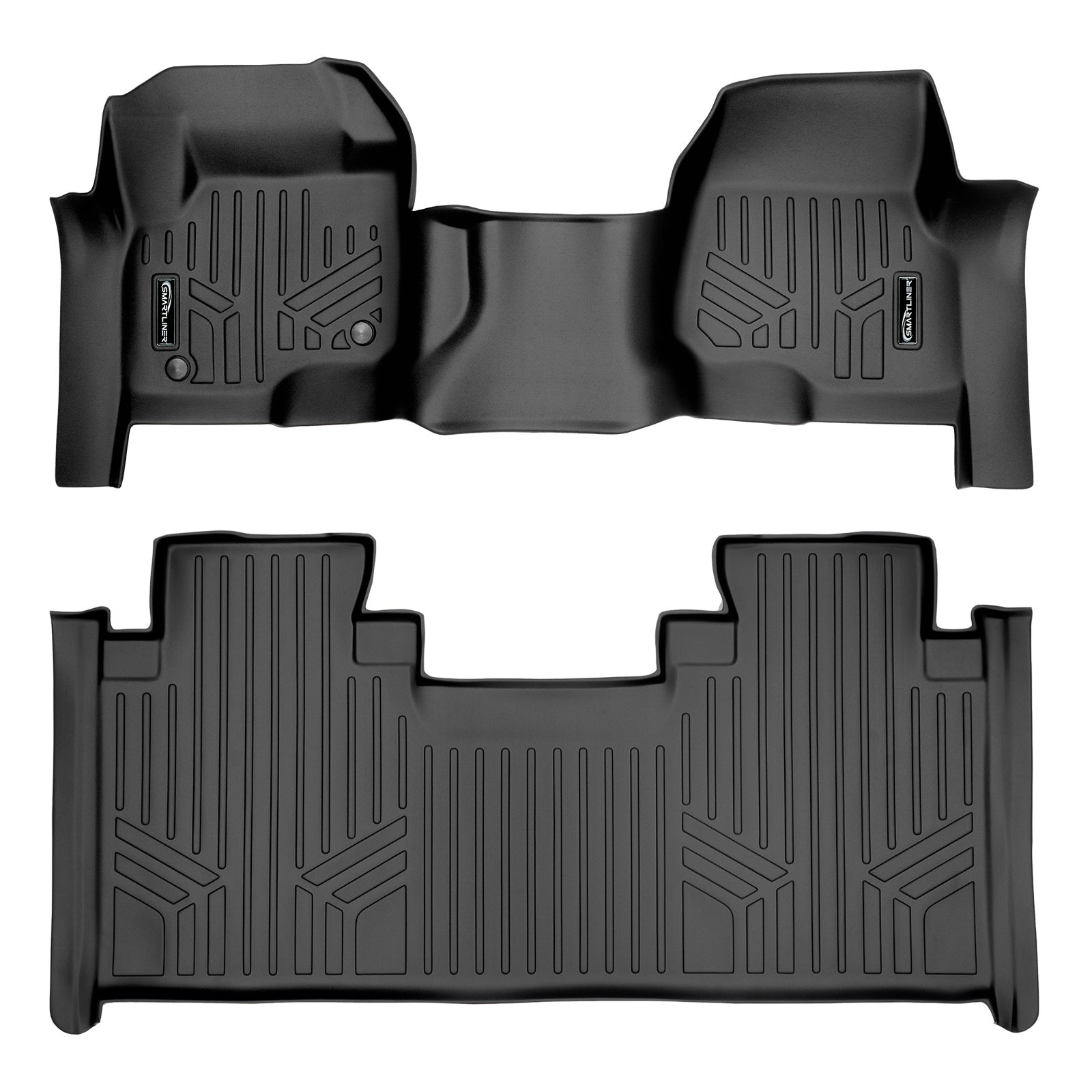 SMARTLINER 2017 - 2025 Ford F-450 Super Cab Custom Fit Floor Liners - 1st & 2nd Rows - Over Hump - Carpet Only