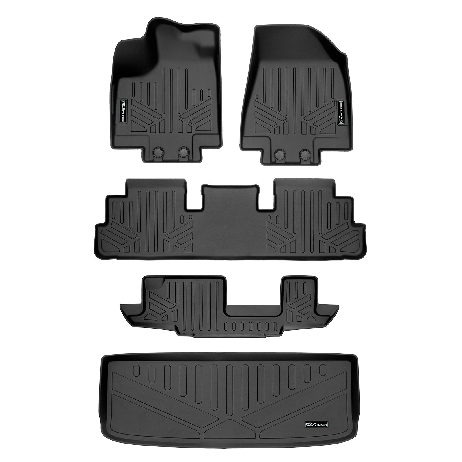 SMARTLINER 2022 - 2025 Nissan Pathfinder 7 Passenger and 8 Passenger Custom Fit Floor Liners - 1st, 2nd, 3rd & 4th Rows - 3rd Seat Up