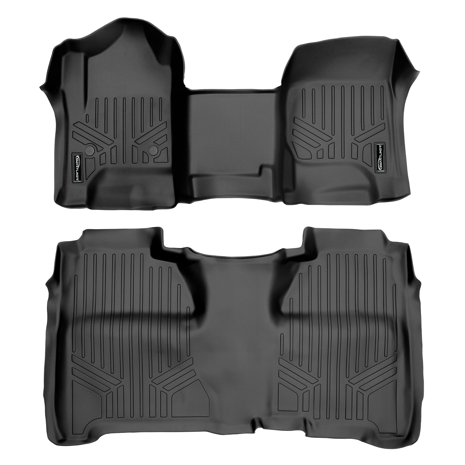 SMARTLINER 2015 - 2019 Chevrolet Silverado 3500 HD Crew Cab Custom Fit Floor Liners - 1st & 2nd Rows - Over Hump