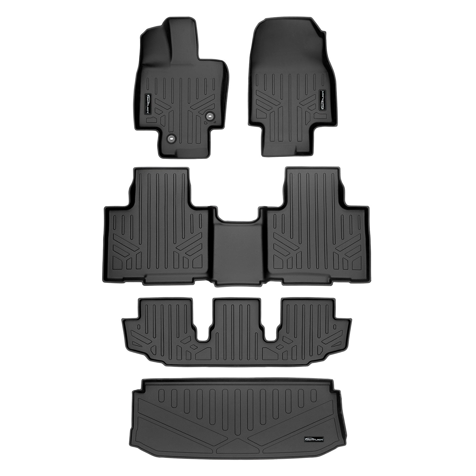 SMARTLINER 2020 - 2025 Toyota Highlander All Configurations Custom Fit Floor Liners - 1st, 2nd, 3rd & 4th Rows - 3rd Seat Up - W/ Sub