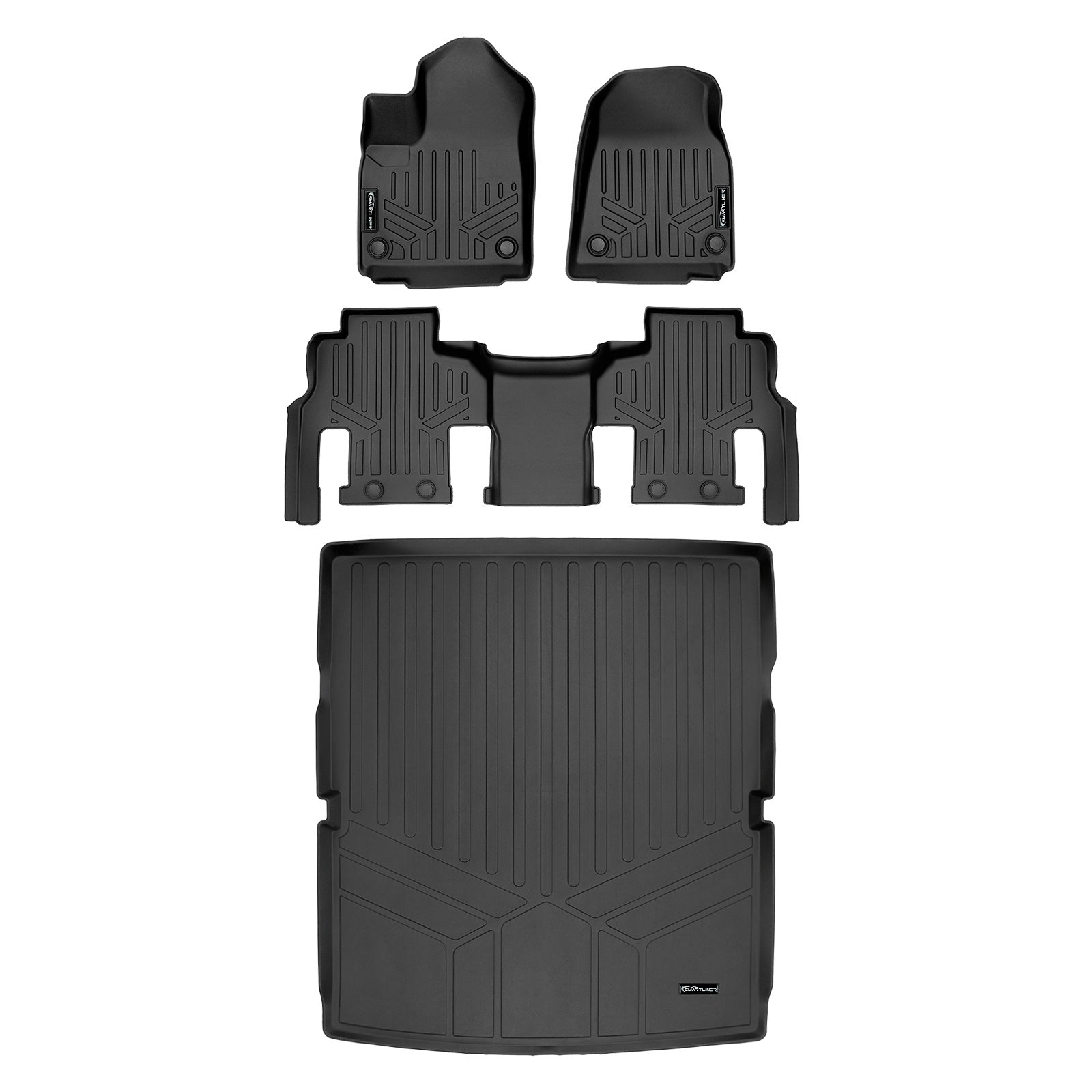 SMARTLINER 2022 - 2025 Jeep Wagoneer 8 Passenger Custom Fit Floor Liners - 1st, 2nd & 3rd Rows - 3rd Seat Down