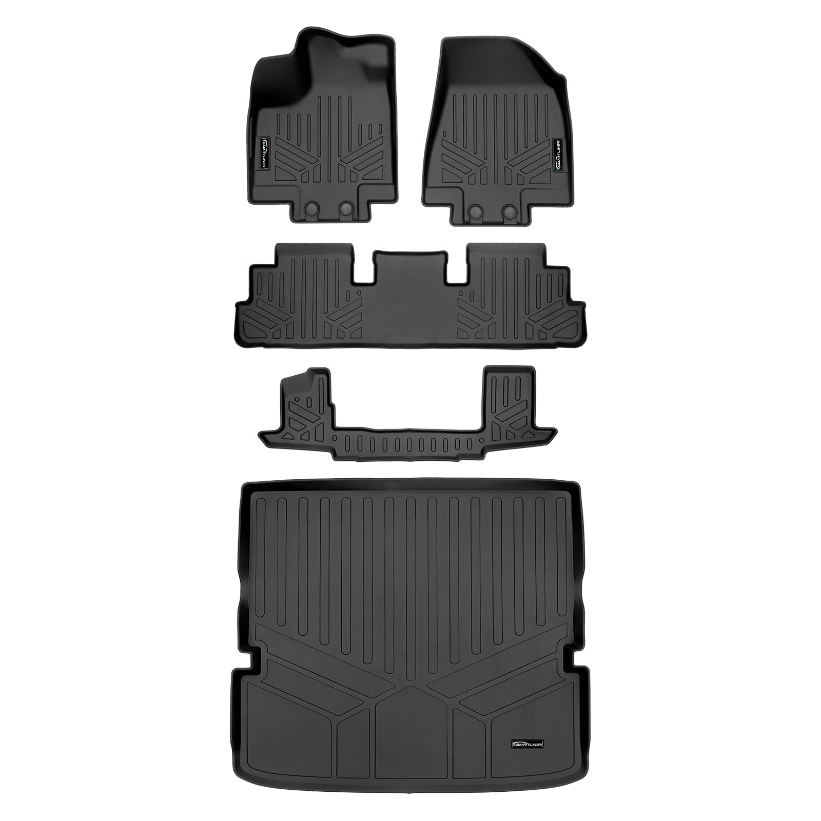 SMARTLINER 2022 - 2025 Nissan Pathfinder 7 Passenger and 8 Passenger Custom Fit Floor Liners - 1st, 2nd, 3rd & 4th Rows - 3rd Seat Down
