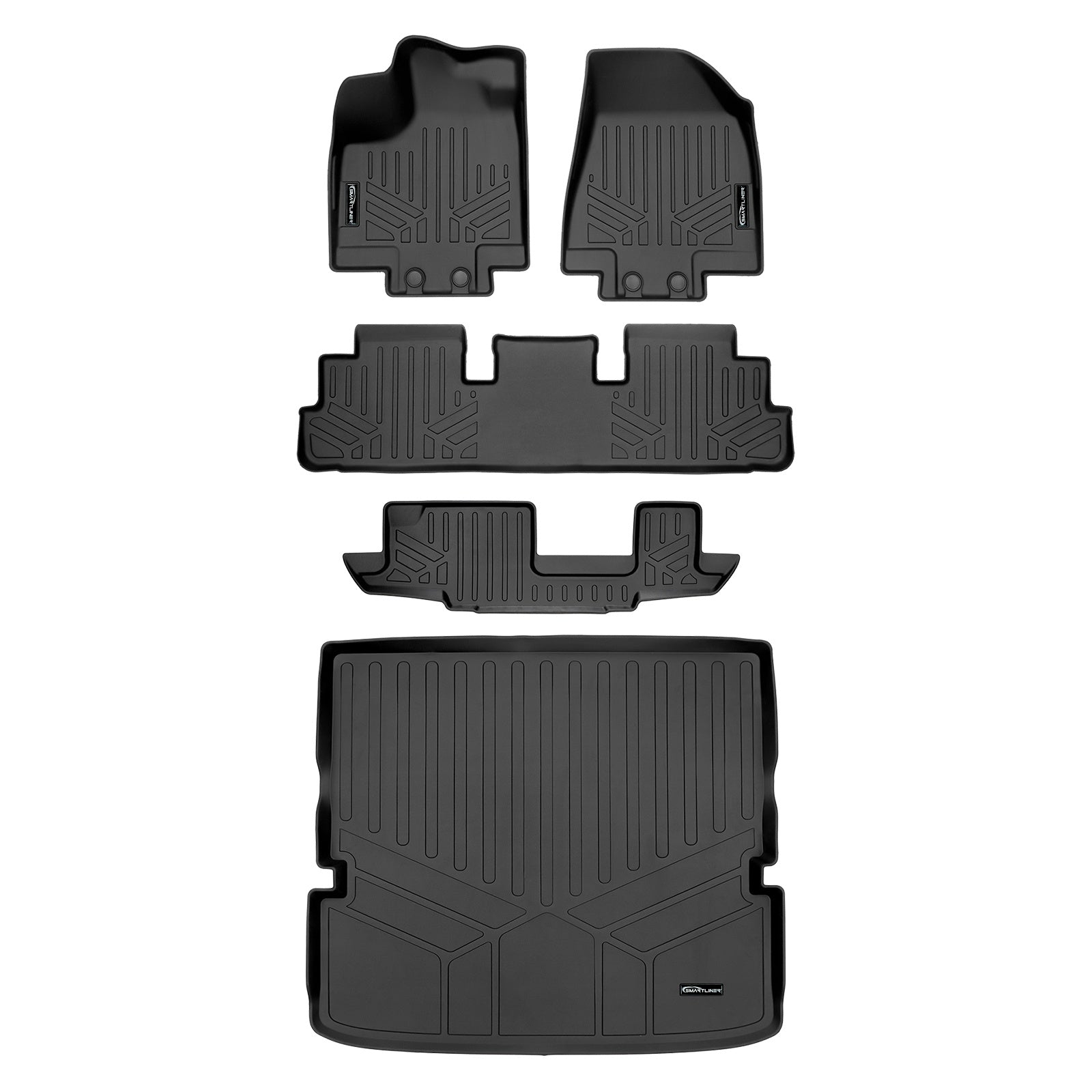 SMARTLINER 2022 - 2025 Nissan Pathfinder 7 Passenger and 8 Passenger Custom Fit Floor Liners - 1st, 2nd, 3rd & 4th Rows - 3rd Seat Down