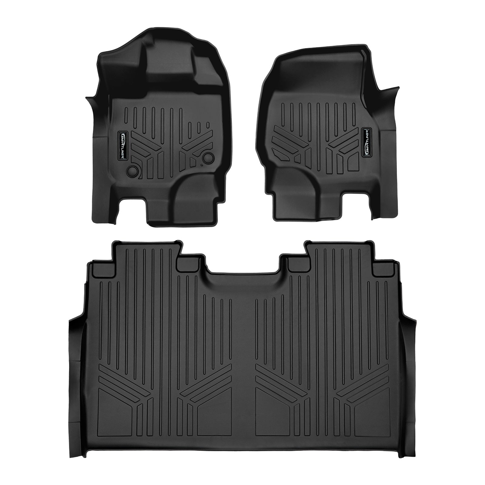 SMARTLINER 2015 - 2025 Ford F-150 Super Crew Custom Fit Floor Liners - 1st & 2nd Rows - No Hump - No Storage
