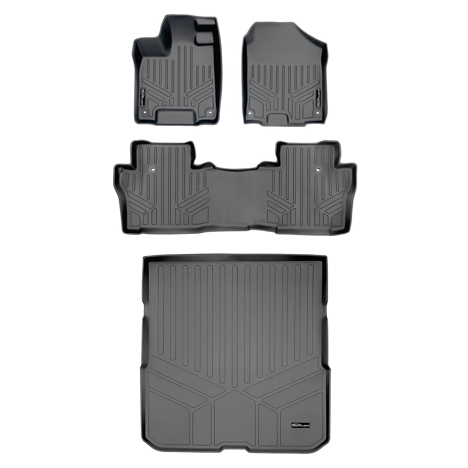 SMARTLINER 2016 - 2022 Honda Pilot 7 Passenger and 8 Passenger Custom Fit Floor Liners - 1st, 2nd & 3rd Rows