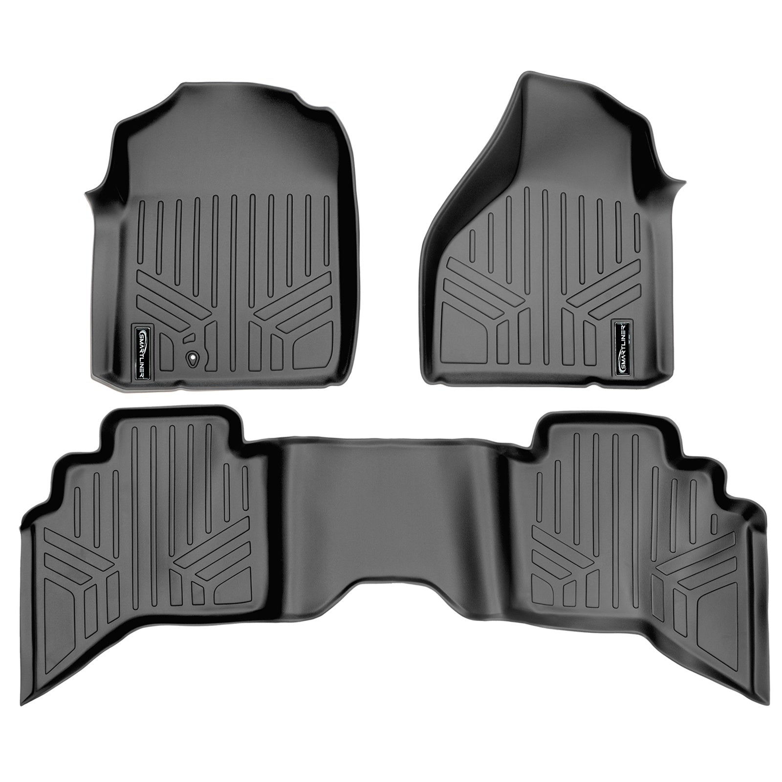 SMARTLINER 2002 - 2008 Dodge Ram 1500 Quad Cab Custom Fit Floor Liners - 1st & 2nd Rows - No Hump