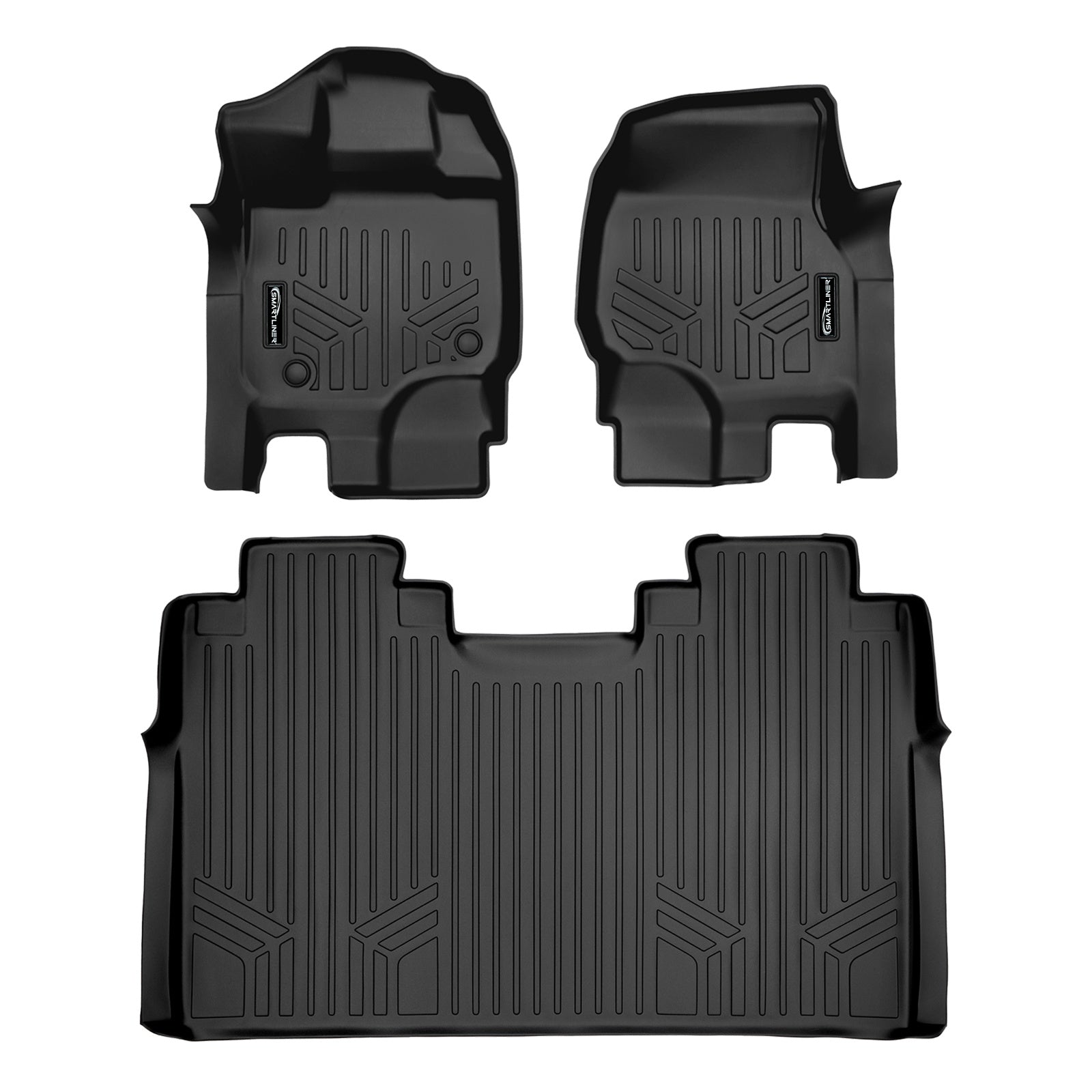 SMARTLINER 2015 - 2025 Ford F-150 Super Crew Custom Fit Floor Liners - 1st & 2nd Rows - No Hump - No Storage