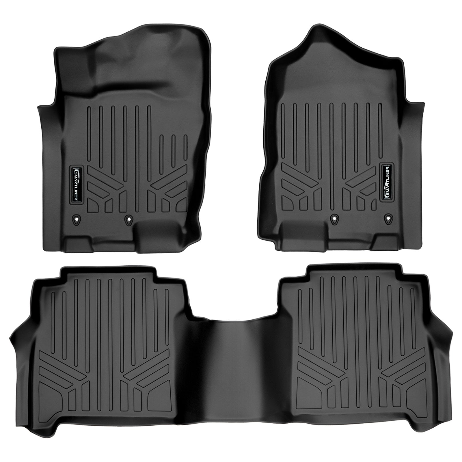 SMARTLINER 2017 - 2024 Nissan Titan Crew Cab Custom Fit Floor Liners - 1st & 2nd Rows - No Hump - W/ Storage