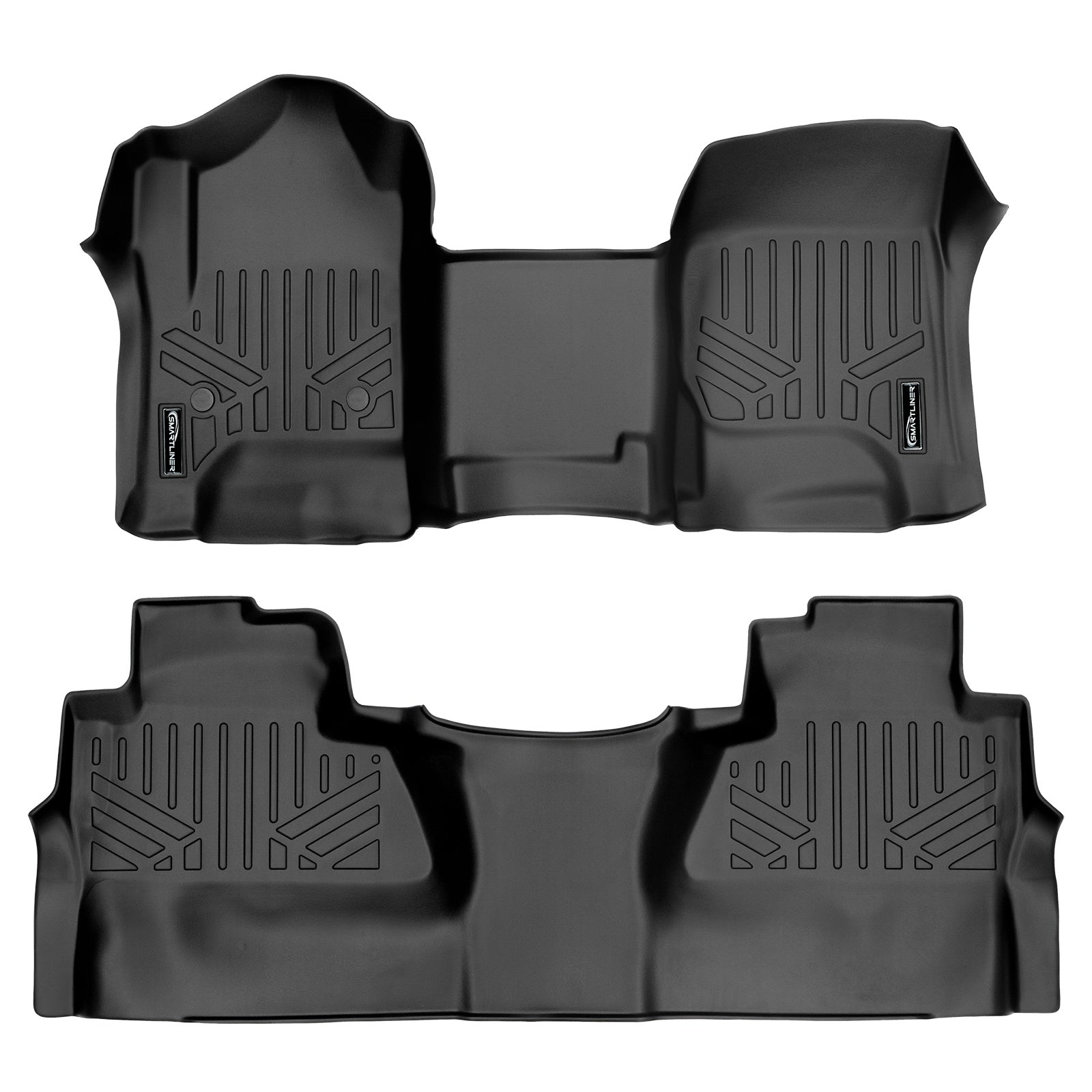 SMARTLINER 2015 - 2019 Chevrolet Silverado 3500 HD Crew Cab Custom Fit Floor Liners - 1st & 2nd Rows - Half 2nd Row - Over Hump
