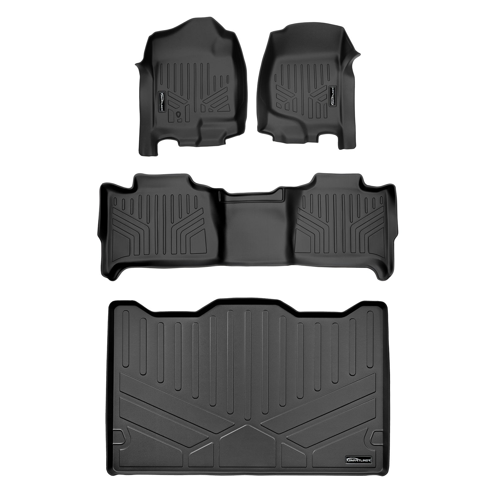 SMARTLINER 2007 - 2014 GMC Yukon XL 7 Passenger and 8 Passenger Custom Fit Floor Liners - 1st, 2nd & 3rd Rows - 3rd Seat Up