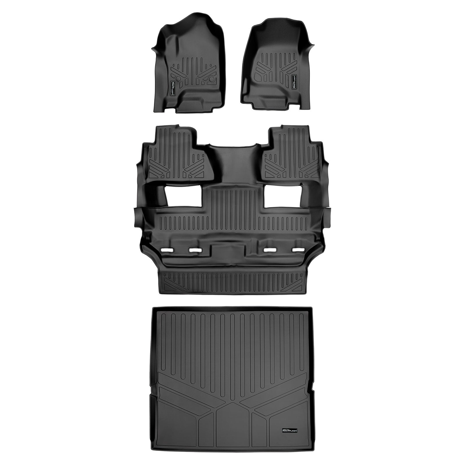 SMARTLINER 2015 - 2020 Chevrolet Tahoe 7 Passenger Custom Fit Floor Liners - 1st, 2nd, 3rd & 4th Rows - Alt Bucket Fit