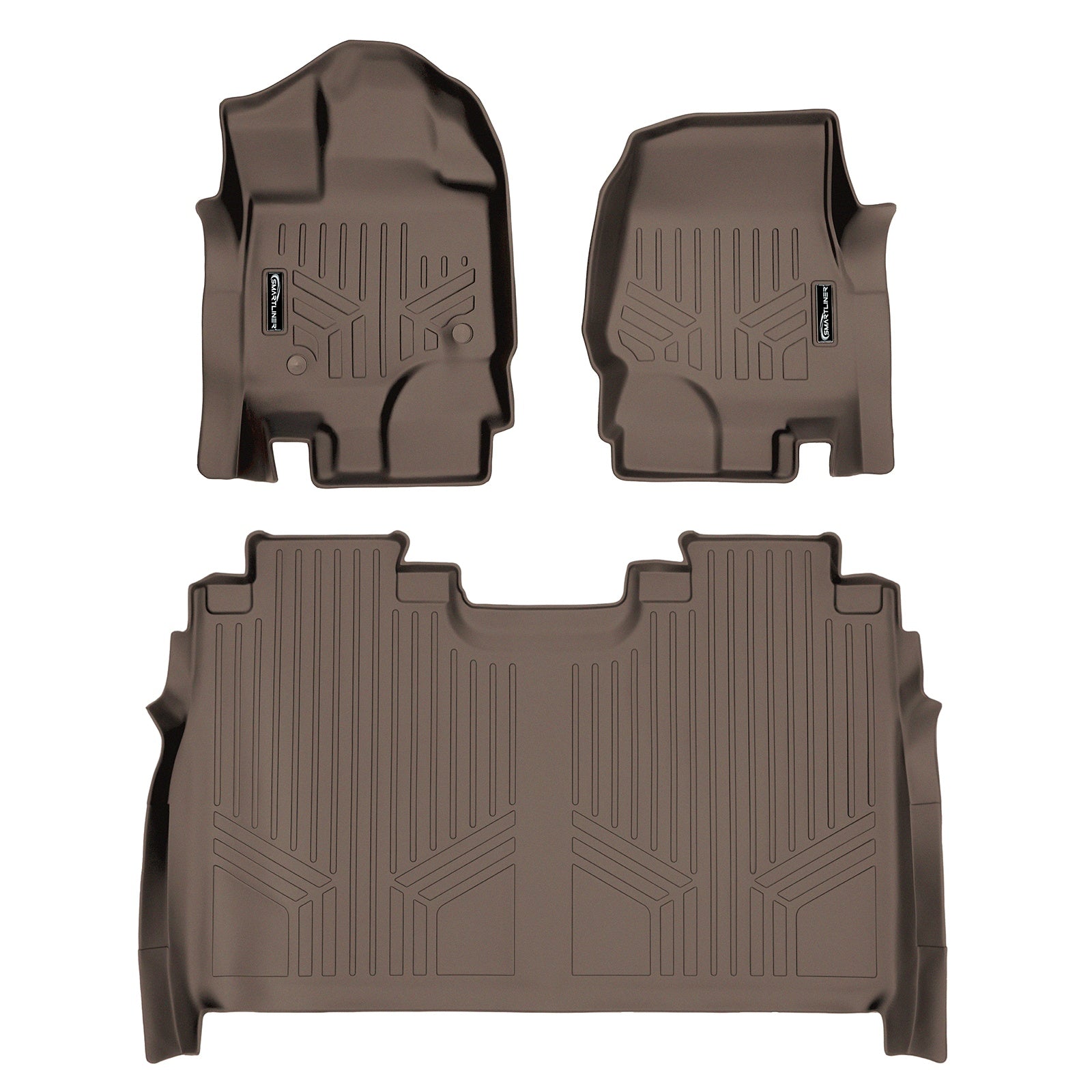 SMARTLINER 2015 - 2025 Ford F-150 Super Crew Custom Fit Floor Liners - 1st & 2nd Rows - No Hump - No Storage