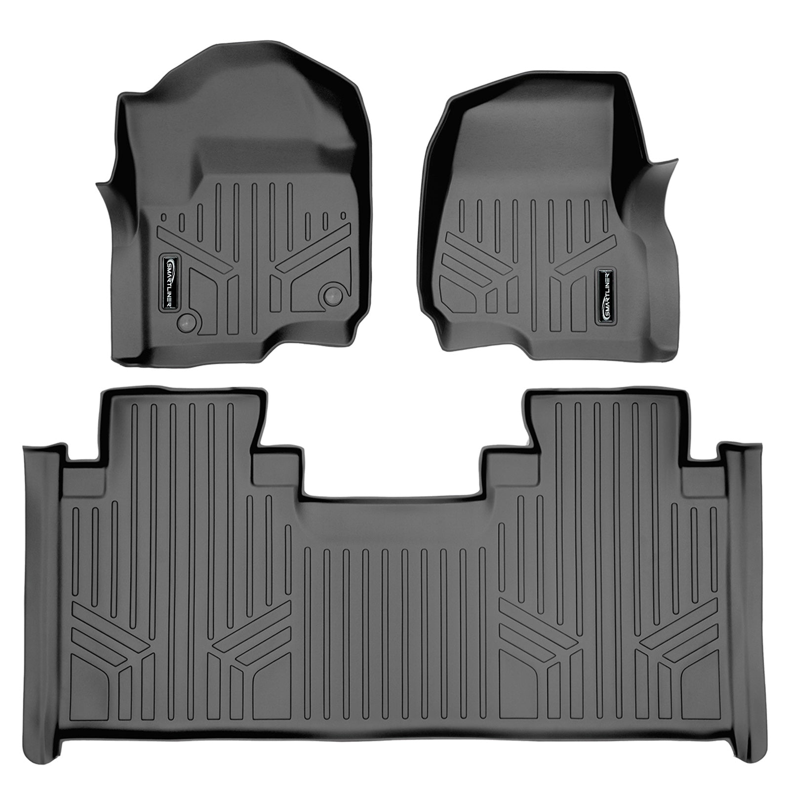 SMARTLINER 2017 - 2025 Ford F-450 Super Cab Custom Fit Floor Liners - 1st & 2nd Rows - No Hump - Carpet Only