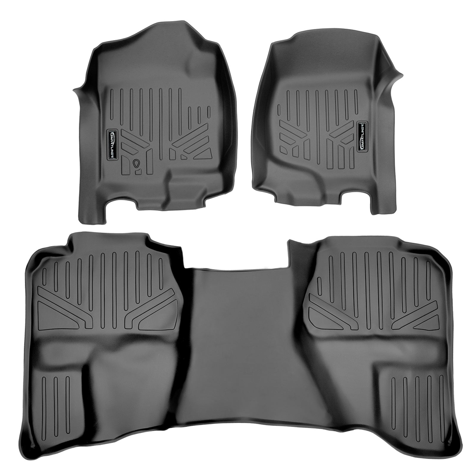 SMARTLINER 2007 - 2013 Chevrolet Silverado 3500 HD Double Cab Custom Fit Floor Liners - 1st & 2nd Rows - No Hump