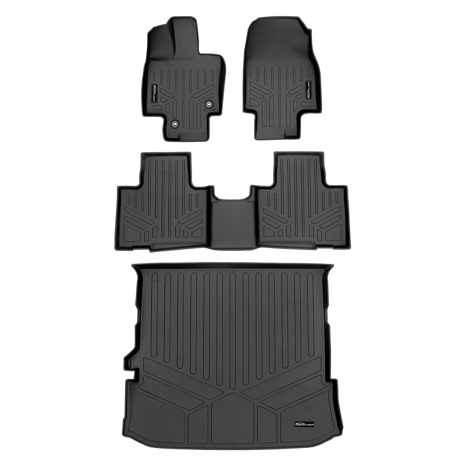 SMARTLINER 2020 - 2025 Toyota Highlander All Configurations Custom Fit Floor Liners - 1st, 2nd & 3rd Rows - 3rd Seat Down - W/ Sub