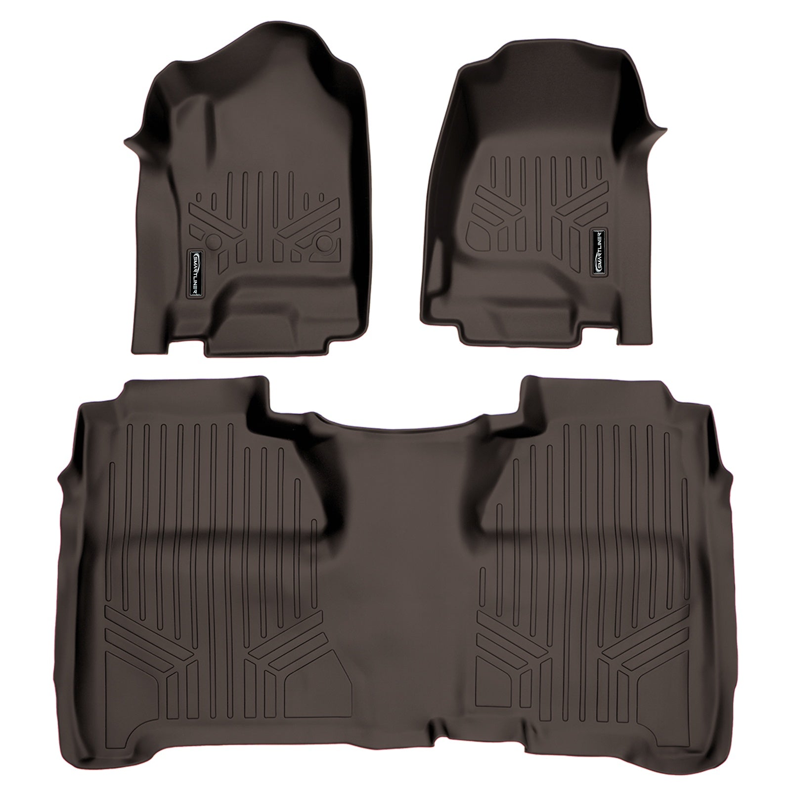 SMARTLINER 2015 - 2019 Chevrolet Silverado 3500 HD Crew Cab Custom Fit Floor Liners - 1st & 2nd Rows - Fits Bench or Bucket - No Hump
