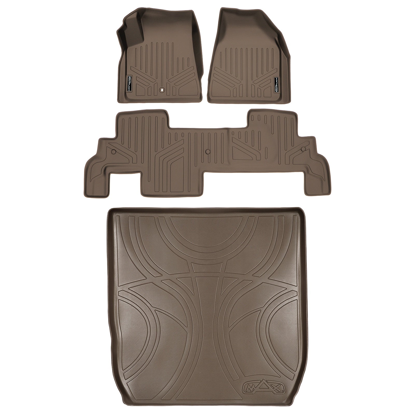 SMARTLINER 2020 - 2025 Jeep Gladiator 8 Passenger Custom Fit Floor Liners - 1st, 2nd & 3rd Rows - 3rd Seat Down