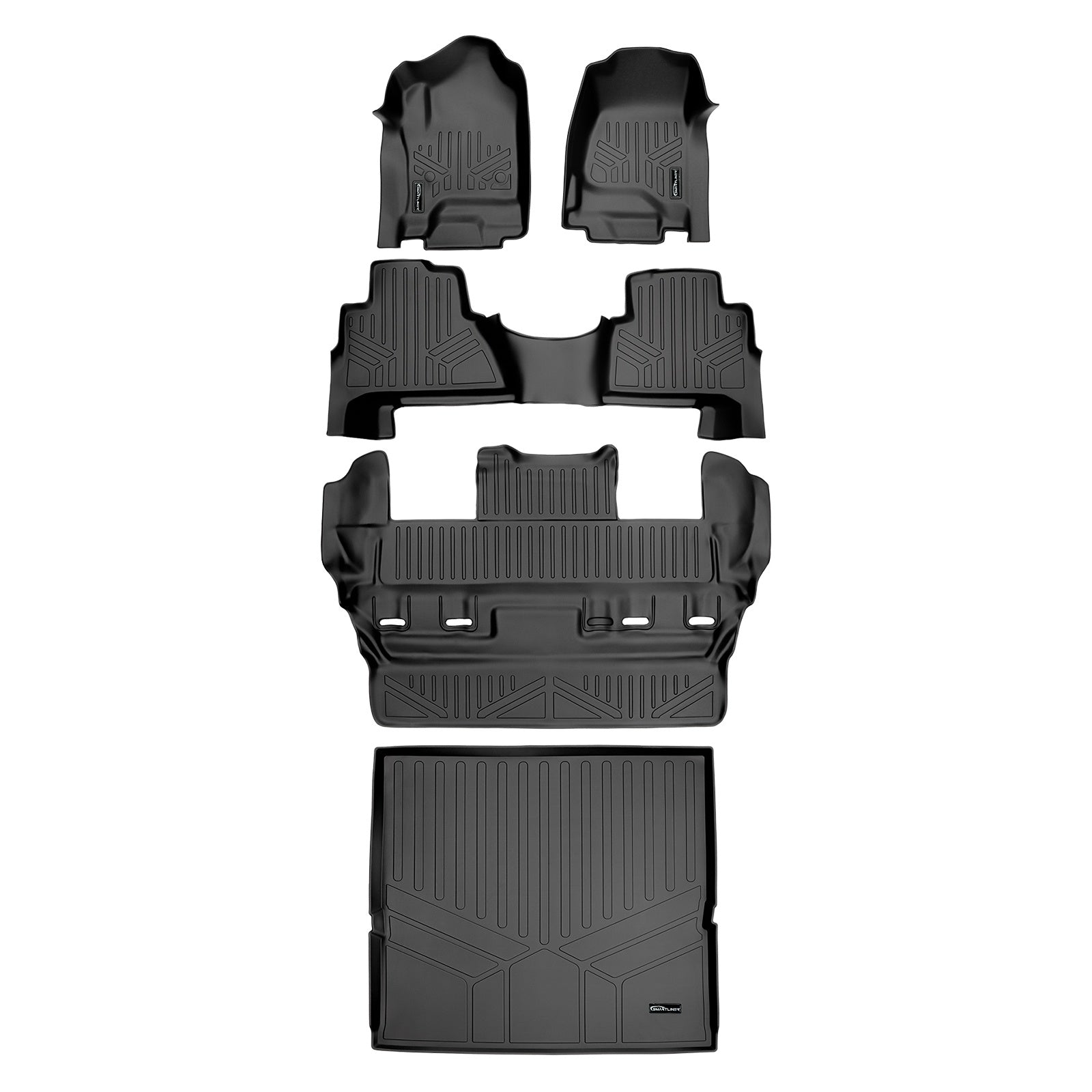SMARTLINER 2015 - 2020 Cadillac Escalade 7 Passenger and 8 Passenger Custom Fit Floor Liners - 1st, 2nd, 3rd & 4th Rows - 3rd Seat Down